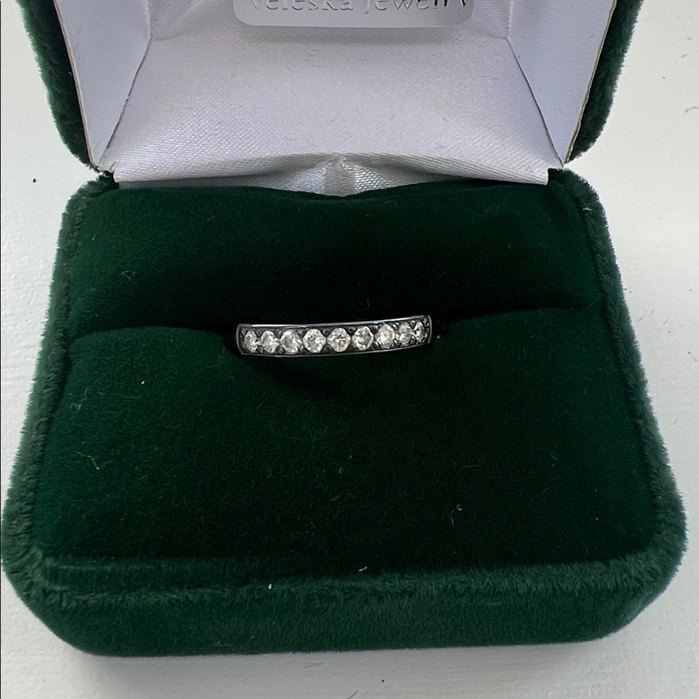 Black Titanium Lab Grown Diamond Eternity Band - Picture 2 of 5